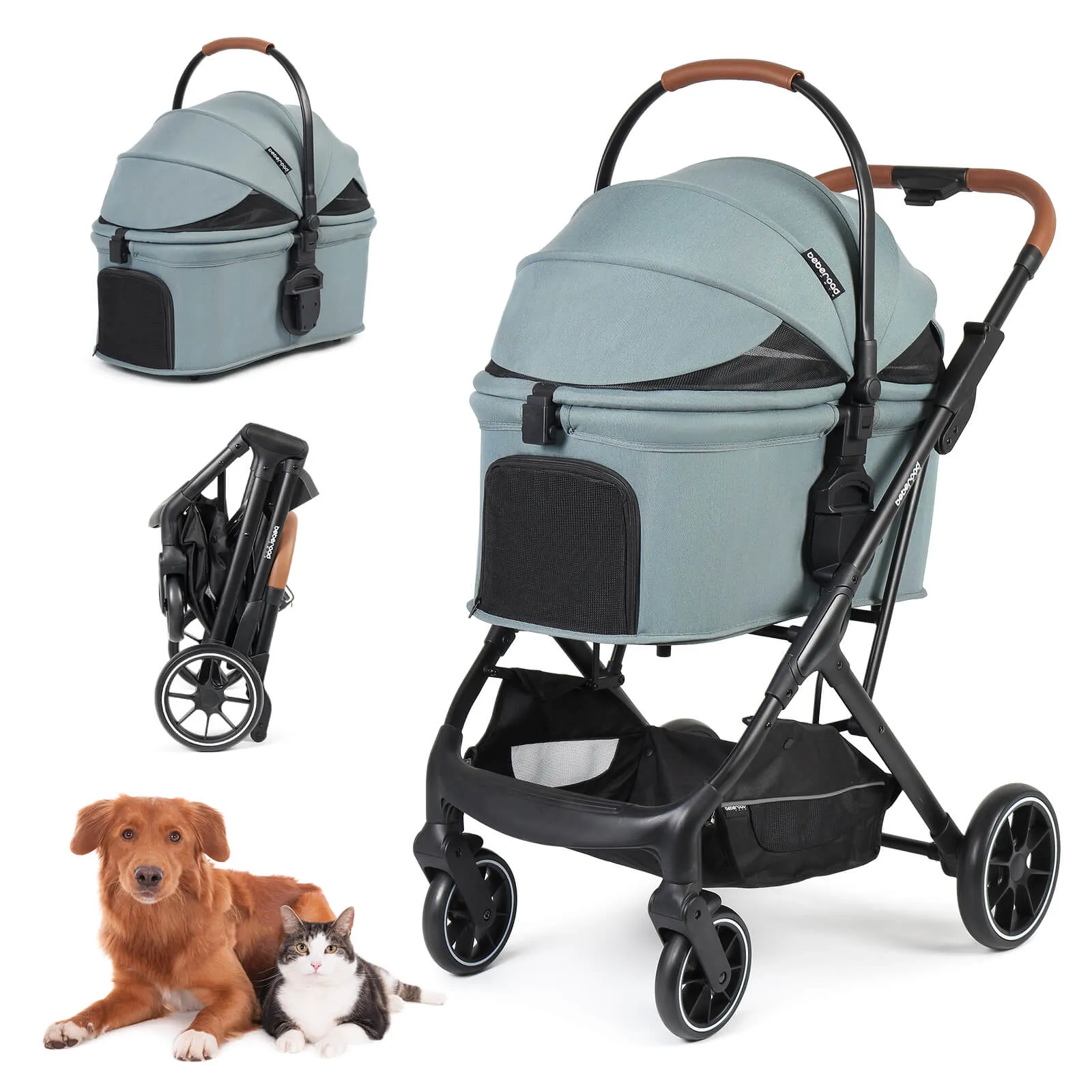 T6 Luxury Pet Stroller for Medium Dog Under 66lbs