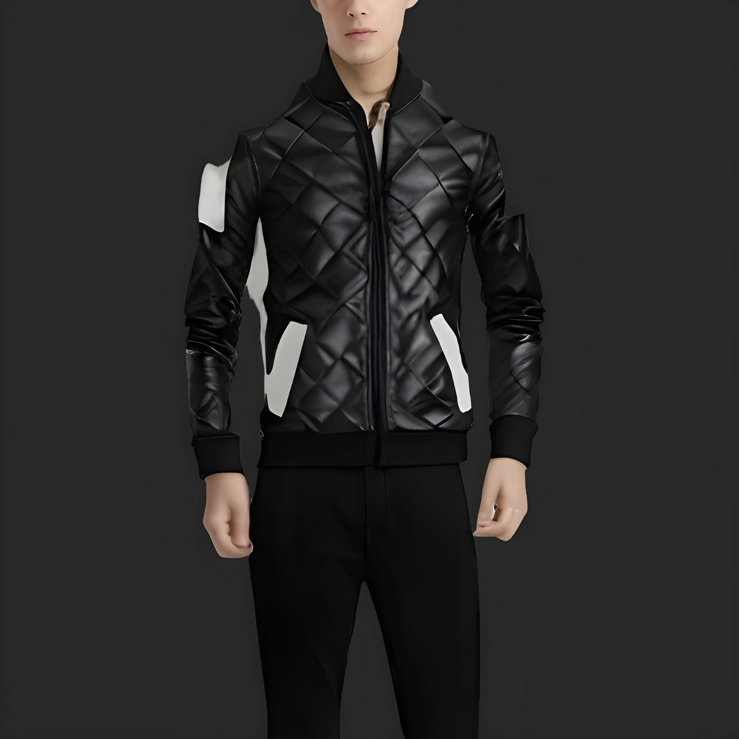 The Anton Quilted Faux Leather Moto Biker Jacket - Black