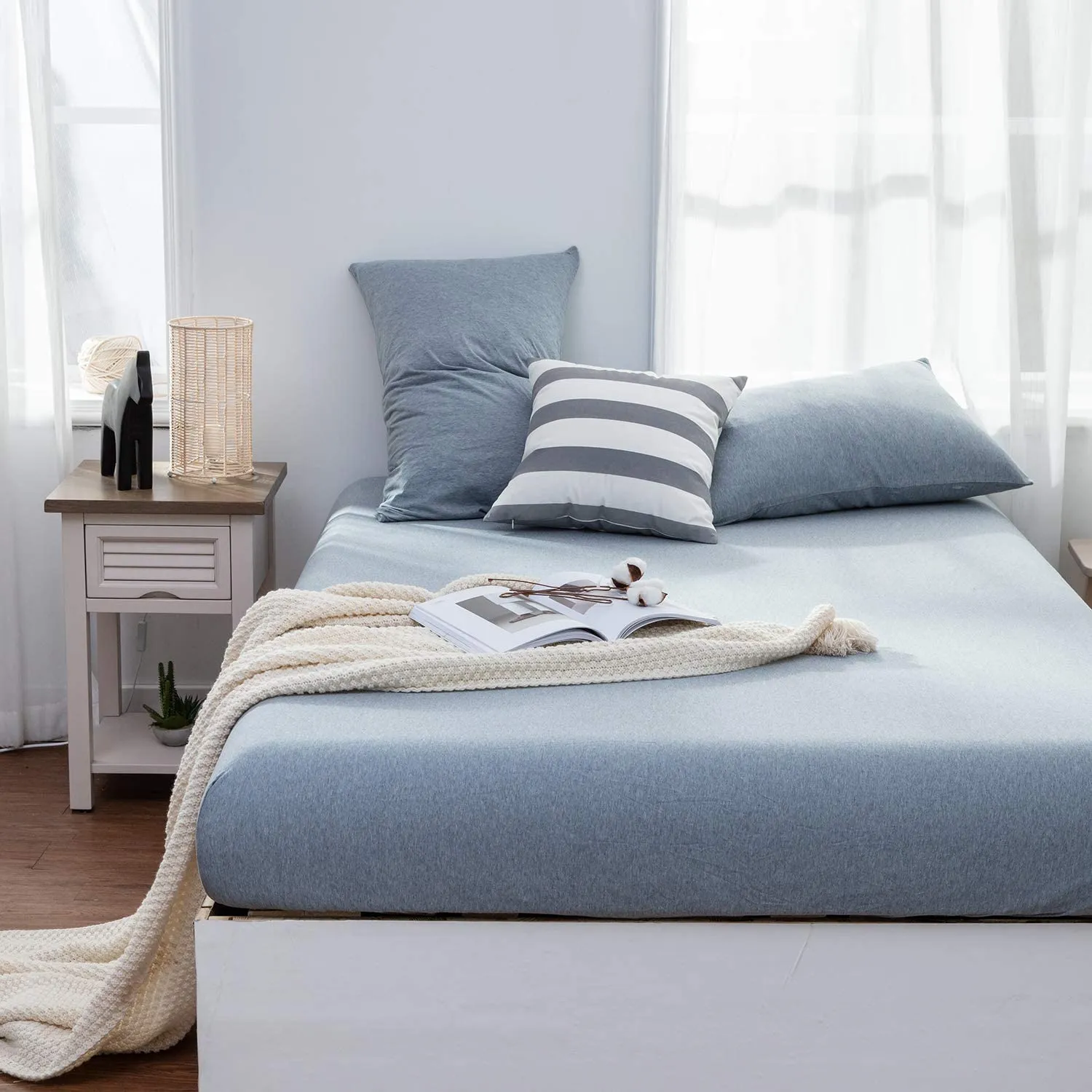 The Loft Blue Fitted Sheet Set