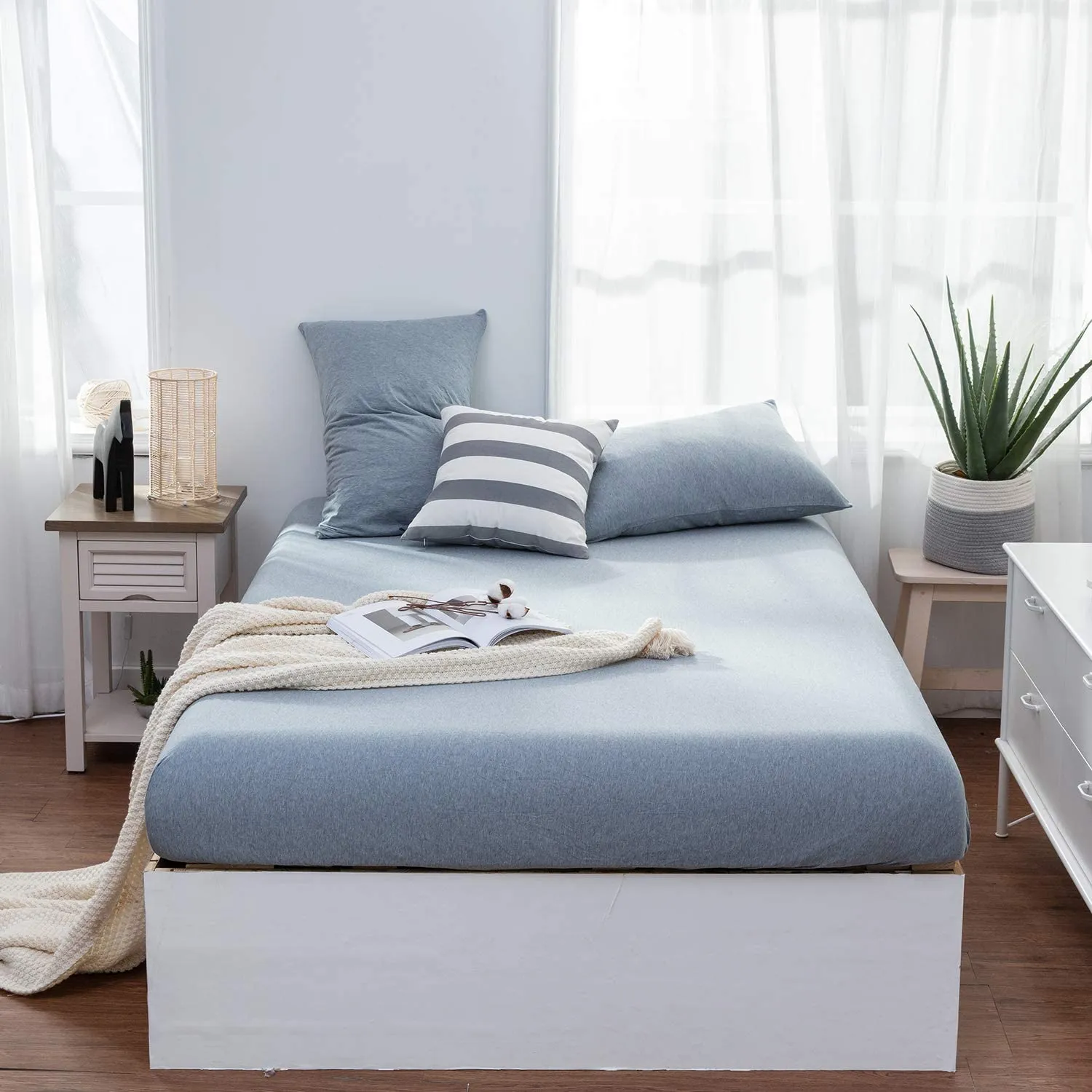 The Loft Blue Fitted Sheet Set