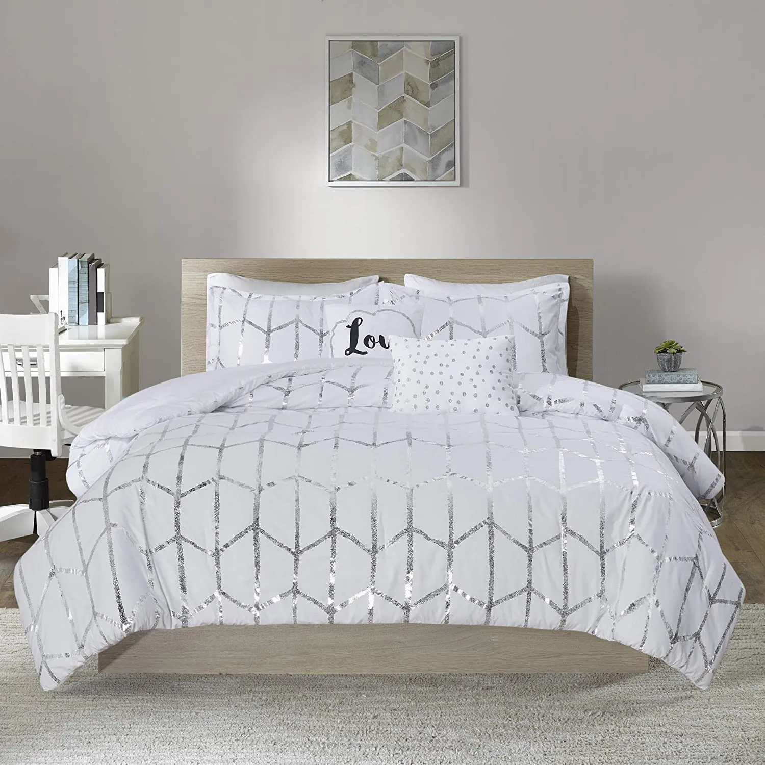 The Metallic White Bed Set