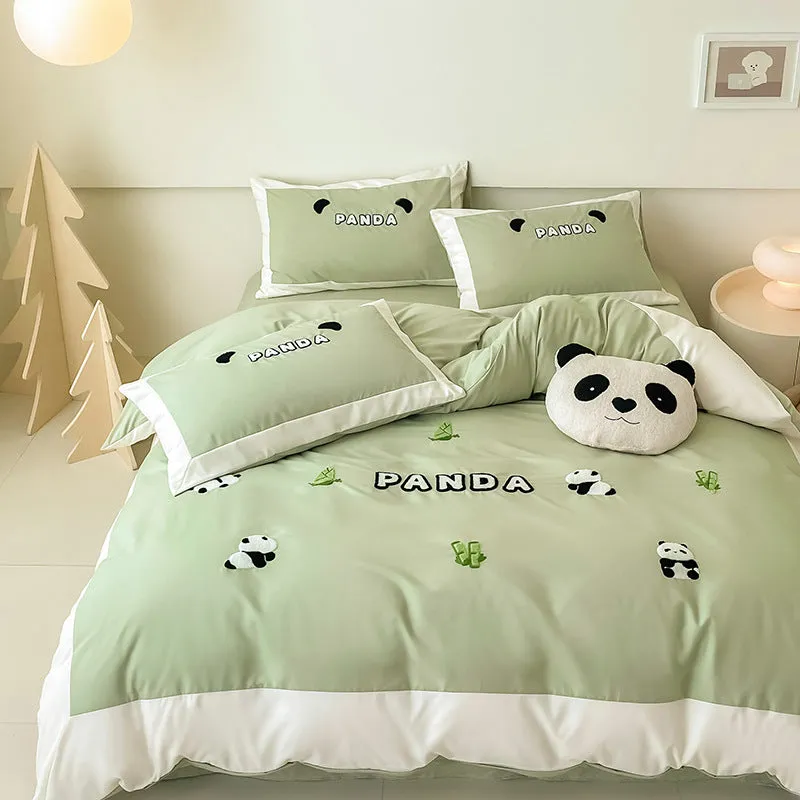 Trendy Cartoon Anime Cotton Bedding Set - 3 or 4-Piece Bed Linen