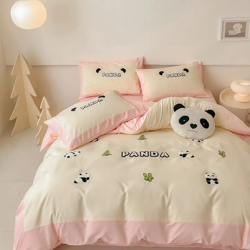 Trendy Cartoon Anime Cotton Bedding Set - 3 or 4-Piece Bed Linen