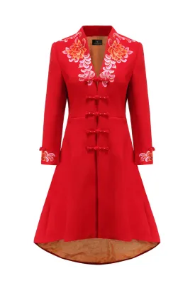 Yanxi Embroidered Coat Red